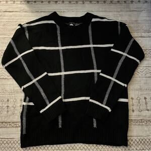 Men’s Black and White Windowpane Sweater - Slim Knit - Excellent Knit Quality
